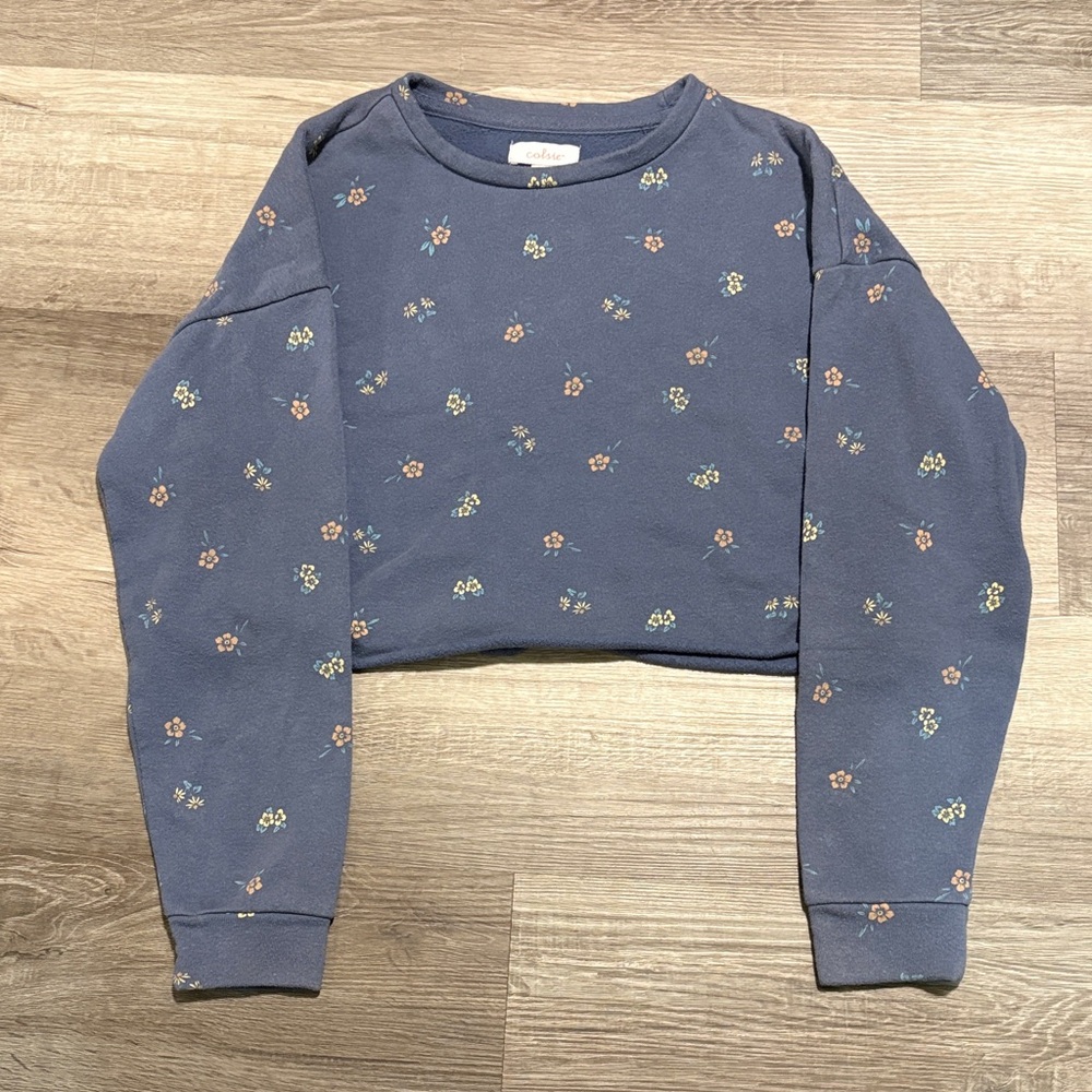 Colsie Blue Floral Sweatshirt